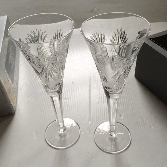 10" Tall Waterford ❤️ 5 Universal Wishes -Millennium Collection 2 Crystal Flutes - Picture 5 of 11